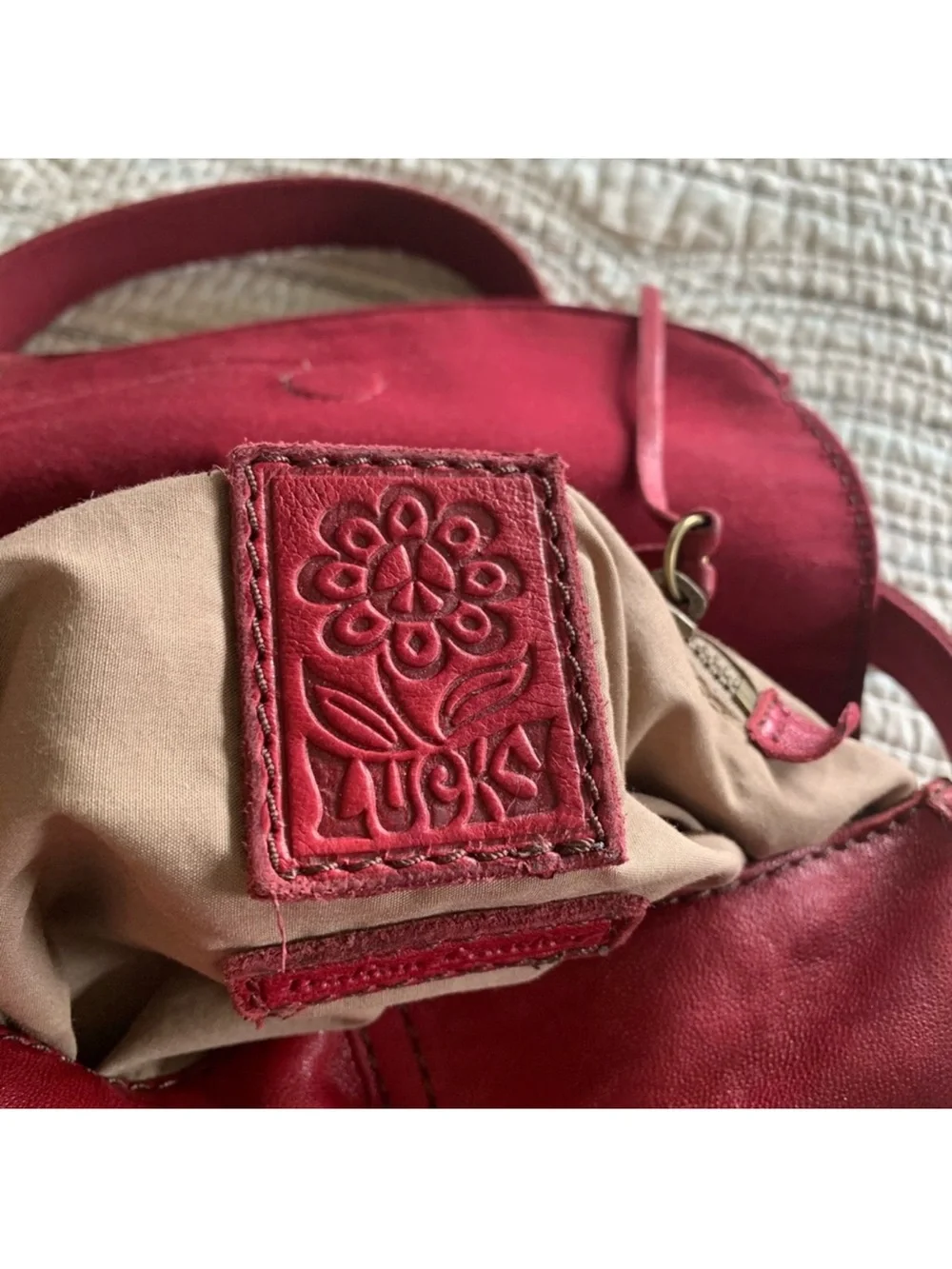 Lucky Brand red leather crossbody